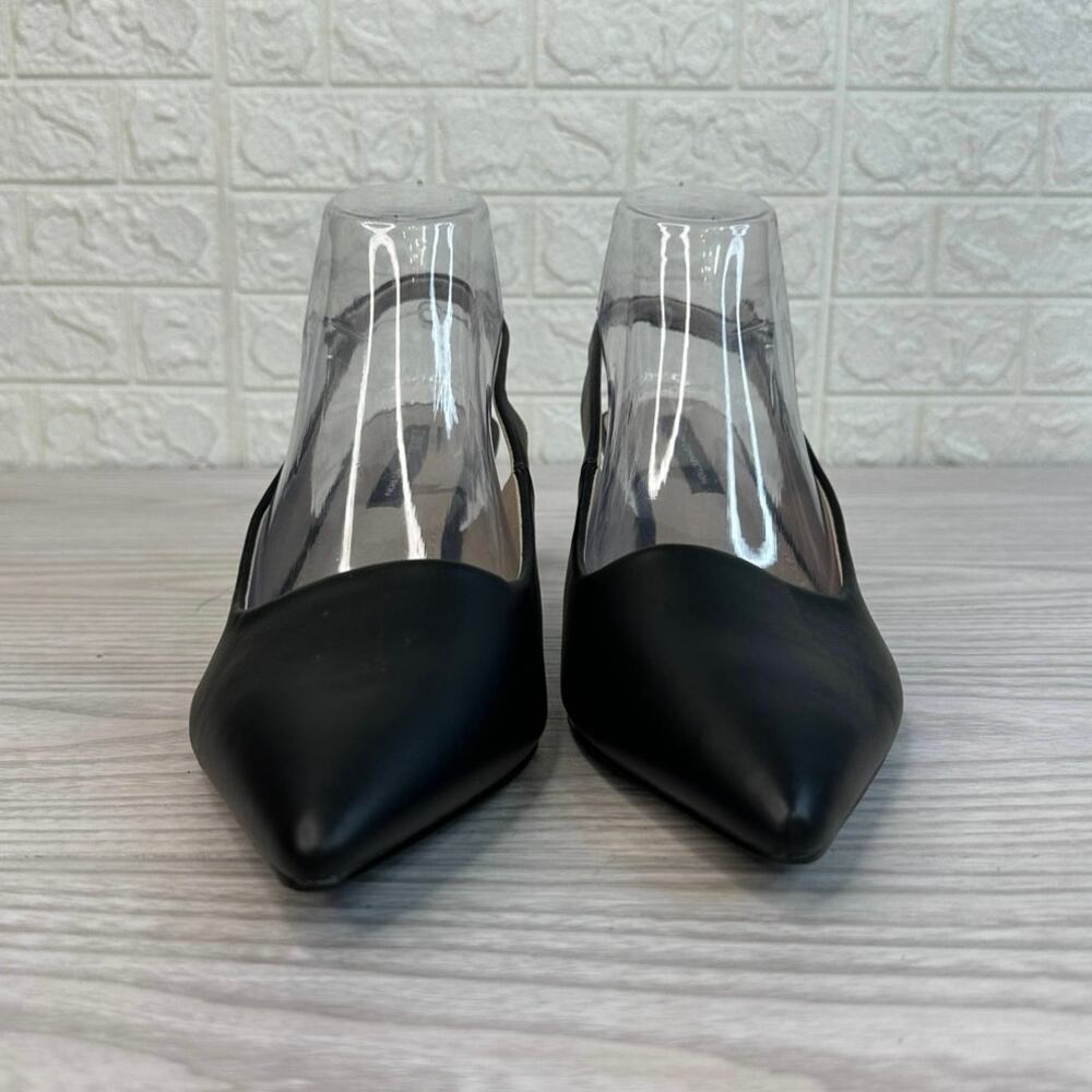 French Connection Quinn Slingback Pumps Sz 10 Black Pointed Kitten Heels Classic - Picture 5 of 9
